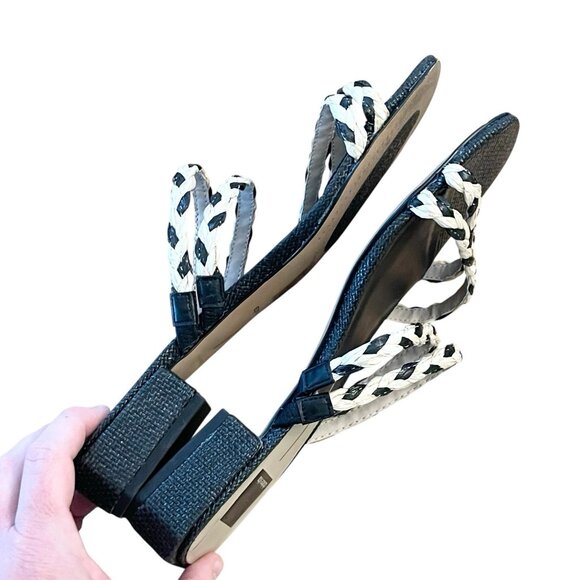 Dolce Vita Womens Haize Sandal Black Beige Natural Raffia Braided Slip On Size 9 - Picture 6 of 8